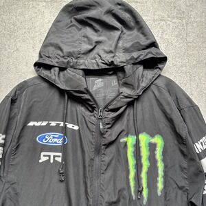Monster Energy Ford Racing Jacket Men's Large Black Hooded Pennzoil RTR Team